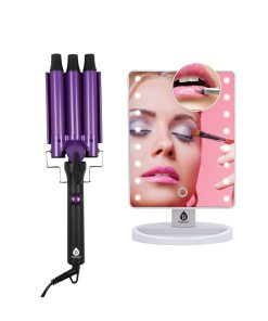 Dimmable LED Vanity Mirror & Pursonic Triple Barrel Hair Curler: The Ultimate Glow-Up Bundle